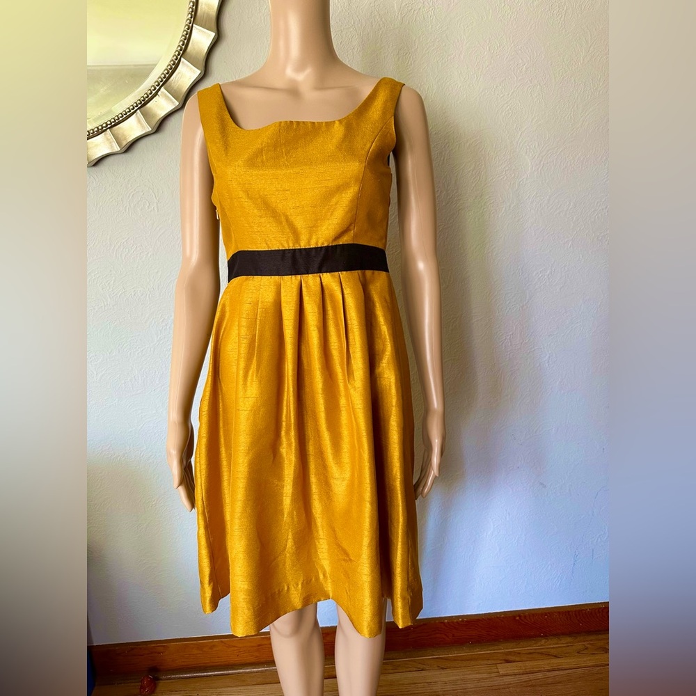 NWT The Limited Mustard-Orange/Gold Sleeveless Aline Dress size 2 - Picture 11 of 13